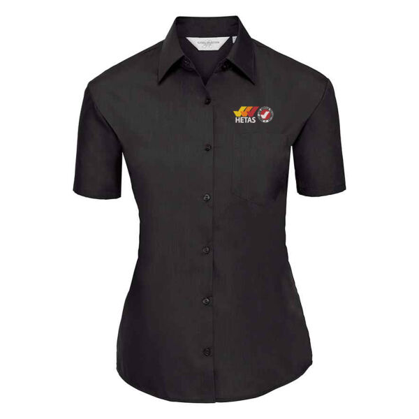 HETAS Sweep & Service - Russell Collection Ladies Short Sleeve Easy Care Poplin Shirt Thumbnail