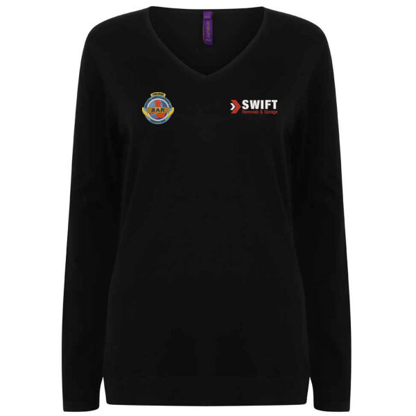 Swift Removals & Storage - Henbury Ladies Lightweight Cotton Acrylic V-Neck Sweater Thumbnail